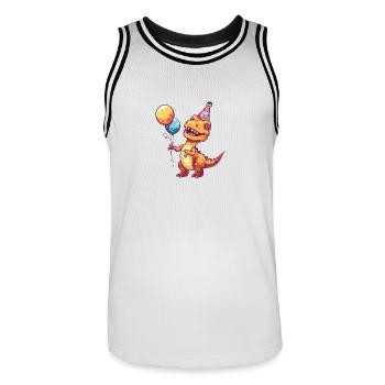 dinosaure t-rex anniversaire bébé - Maillot de basket Homme - blanc/noir - Devant - AI Model Male 185 dark (185cm)