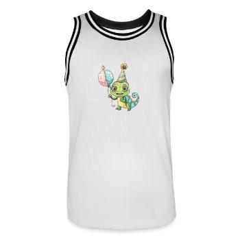 Chameleon Geburtstag Baby - Männer Basketball-Trikot - Weiß/Schwarz - Vorne - AI Model Male 185 dark (185cm)