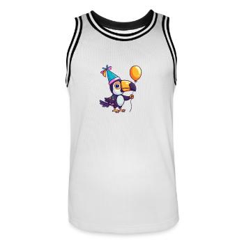 Toucan oiseau anniversaire bébé - Maillot de basket Homme - blanc/noir - Devant - AI Model Male 185 dark (185cm)
