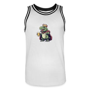 Dinosaur T-Rex Beer Funny - Men's Basketball Jersey - white/black - Front - AI Model Male 185 dark (185cm)