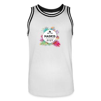 Madrid 2025 Bunt - Männer Basketball-Trikot - Weiß/Schwarz - Vorne - AI Model Male 185 dark (185cm)