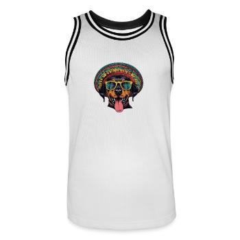 Doberman Dog Funny Sombrero - Men's Basketball Jersey - white/black - Front - AI Model Male 185 dark (185cm)