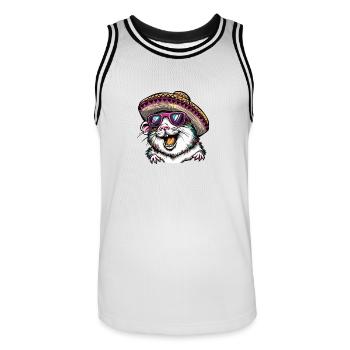 Hamster Funny Sombrero - Men's Basketball Jersey - white/black - Front - AI Model Male 185 dark (185cm)
