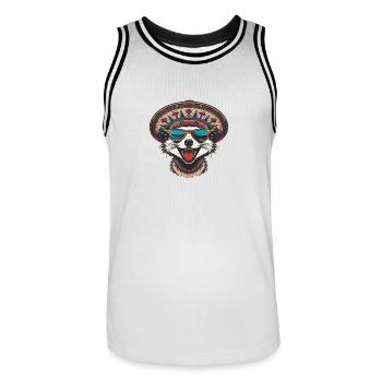 Suricate Drôle Sombrero - Maillot de basket Homme - blanc/noir - Devant - AI Model Male 185 dark (185cm)