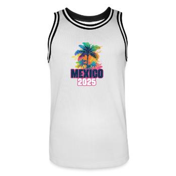 Mexique 2025 Palmiers de vacances - Maillot de basket Homme - blanc/noir - Devant - AI Model Male 185 dark (185cm)
