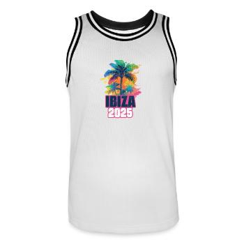 Ibiza 2025 Holiday Palm Trees - Men's Basketball Jersey - white/black - Front - AI Model Male 185 dark (185cm)