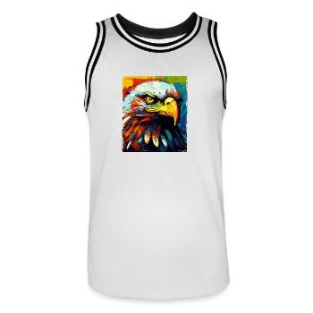 Adler Porträt - Männer Basketball-Trikot - Weiß/Schwarz - Vorne - AI Model Male 185 dark (185cm)