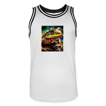 Portrait de grenouille - Maillot de basket Homme - blanc/noir - Devant - AI Model Male 185 dark (185cm)