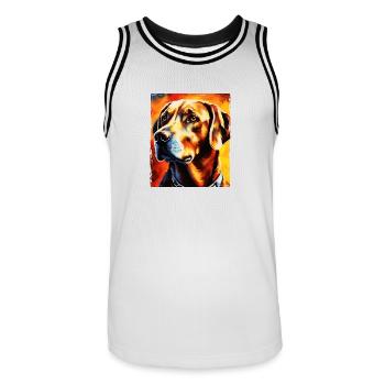 Labrador Hund Porträt - Männer Basketball-Trikot - Weiß/Schwarz - Vorne - AI Model Male 185 dark (185cm)