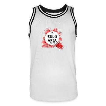 Bulgaria 2025 Colorful - Men's Basketball Jersey - white/black - Front - AI Model Male 185 dark (185cm)