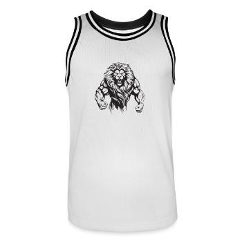 Löwe Bodybuilding - Männer Basketball-Trikot - Weiß/Schwarz - Vorne - AI Model Male 185 dark (185cm)