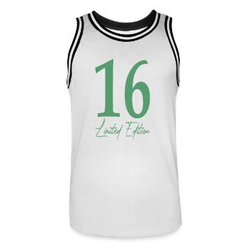 16e idée de cadeau d’anniversaire seize - Maillot de basket Homme - blanc/noir - Devant - AI Model Male 185 dark (185cm)