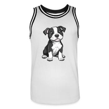 Pitbul Terrier Chien Bande Dessinée Mignon Fosse - Maillot de basket Homme - blanc/noir - Devant - AI Model Male 185 dark (185cm)