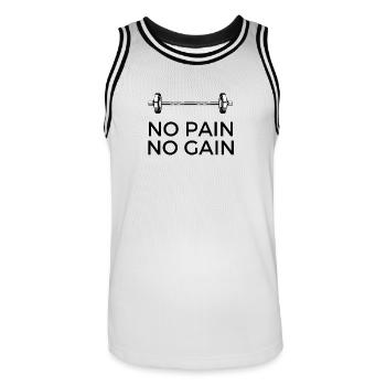 Pas de douleur, pas de gain - avec du poids - Maillot de basket Homme - blanc/noir - Devant - AI Model Male 185 dark (185cm)