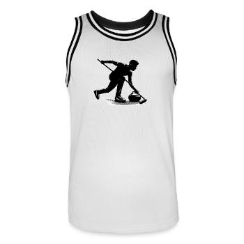 Curling Umriss - Männer Basketball-Trikot - Weiß/Schwarz - Vorne - AI Model Male 185 dark (185cm)