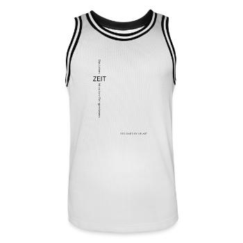 ZEIT - Männer Basketball-Trikot - Weiß/Schwarz - Vorne - AI Model Male 185 dark (185cm)