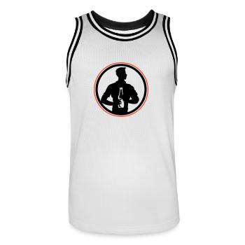 Bottle of Beer Drinking Silhouette - Men's Basketball Jersey - white/black - Front - AI Model Male 185 dark (185cm)