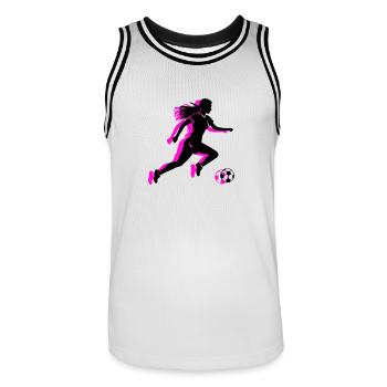 Fussballerin Symbol Fussball Spielerin Frau - Männer Basketball-Trikot - Weiß/Schwarz - Vorne - AI Model Male 185 dark (185cm)