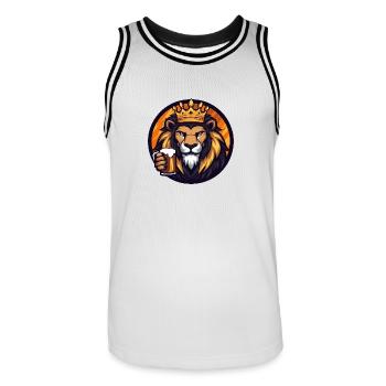 Bande dessinée de bière Lion - Maillot de basket Homme - blanc/noir - Devant - AI Model Male 185 dark (185cm)