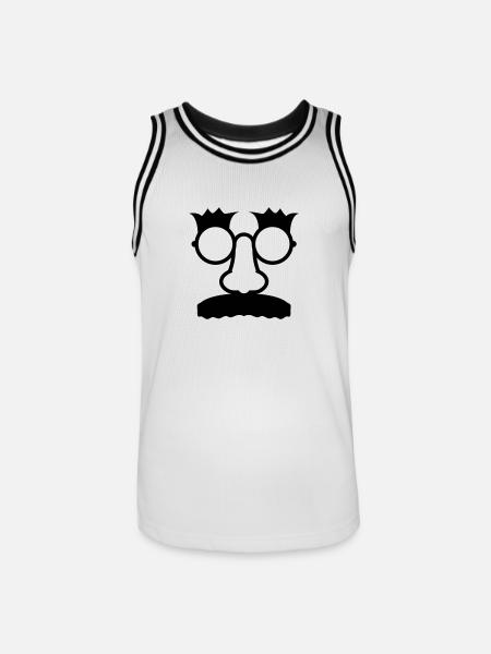 Groucho Marx glasses with mustache and cardboard - Men's Basketball Jersey - white/black