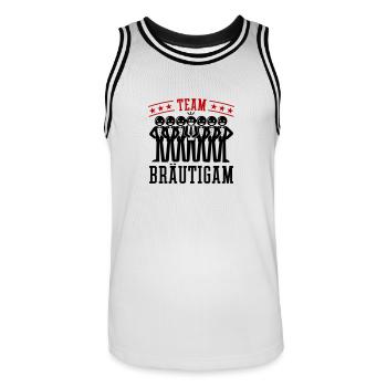Wedding Groom Bachelor Party - Men's Basketball Jersey - white/black - Front - AI Model Male 185 dark (185cm)