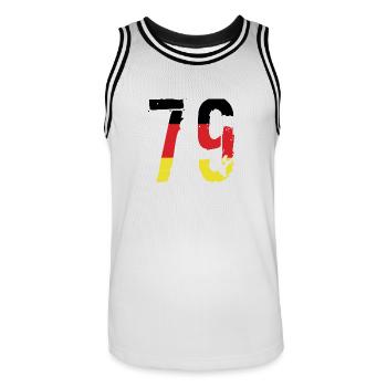 79 Number Germany Jersey - Men's Basketball Jersey - white/black - Front - AI Model Male 185 dark (185cm)