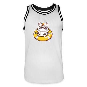 Cat Summer Comic - Men's Basketball Jersey - white/black - Front - AI Model Male 185 dark (185cm)