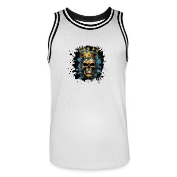 Couronne Roi Squelette - Maillot de basket Homme - blanc/noir - Devant - AI Model Male 185 dark (185cm)