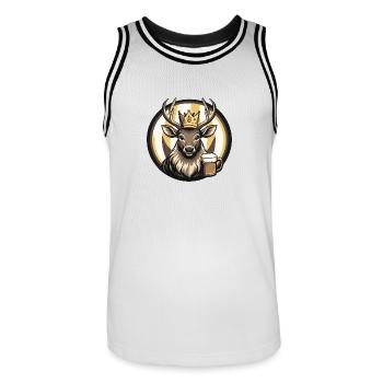 Bande dessinée de bière de cerf - Maillot de basket Homme - blanc/noir - Devant - AI Model Male 185 dark (185cm)
