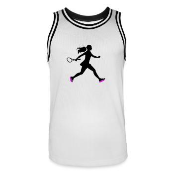 Icône du joueur de tennis - Maillot de basket Homme - blanc/noir - Devant - AI Model Male 185 dark (185cm)