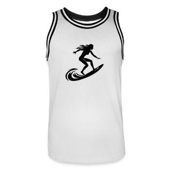 Surfeur Femme Icône - Maillot de basket Homme - blanc/noir - Devant - AI Model Male 185 dark (185cm)