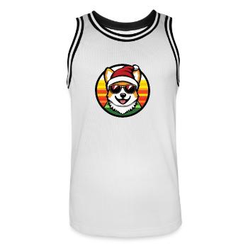 Corgi Hund Weihnachten Cool - Männer Basketball-Trikot - Weiß/Schwarz - Vorne - AI Model Male 185 dark (185cm)