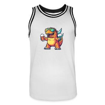 Dinosaurier stegosaurus Ski Bier - Männer Basketball-Trikot - Weiß/Schwarz - Vorne - AI Model Male 185 dark (185cm)