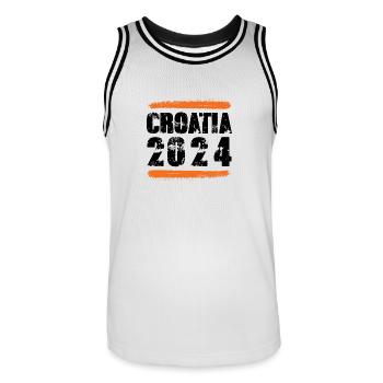 Croatia 2024 Team - Men's Basketball Jersey - white/black - Front - AI Model Male 185 dark (185cm)