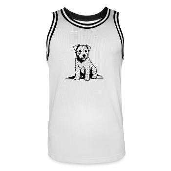 West Highland White Terrier Dog - Men's Basketball Jersey - white/black - Front - AI Model Male 185 dark (185cm)