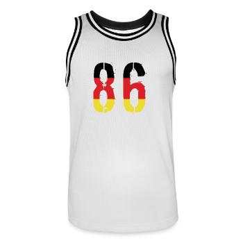 Maillot 86 Numéro Allemagne - Maillot de basket Homme - blanc/noir - Devant - AI Model Male 185 dark (185cm)