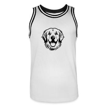 Golden Retriever Dog Head - Men's Basketball Jersey - white/black - Front - AI Model Male 185 dark (185cm)