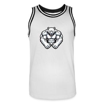 Ours polaire Muscles Musculation Ours polaire - Maillot de basket Homme - blanc/noir - Devant - AI Model Male 185 dark (185cm)