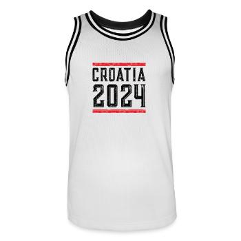 Croatia 2024 - Männer Basketball-Trikot - Weiß/Schwarz - Vorne - AI Model Male 185 dark (185cm)