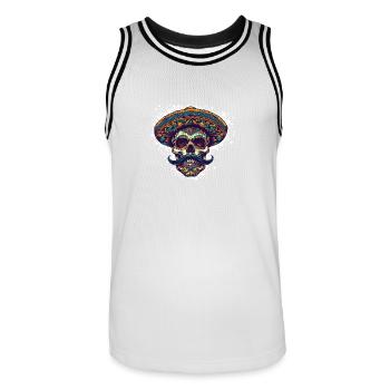 Crâne mexicain - Maillot de basket Homme - blanc/noir - Devant - AI Model Male 185 dark (185cm)