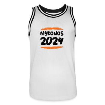 Mykonos 2024 - Männer Basketball-Trikot - Weiß/Schwarz - Vorne - AI Model Male 185 dark (185cm)