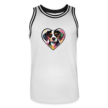 Beagle Hund Herz Liebe - Männer Basketball-Trikot - Weiß/Schwarz - Vorne - AI Model Male 185 dark (185cm)