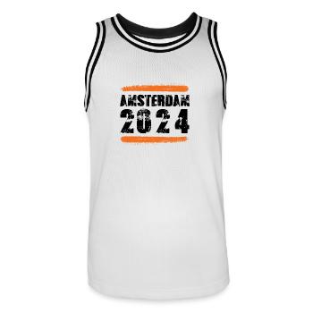 Amsterdam 2024 Team - Men's Basketball Jersey - white/black - Front - AI Model Male 185 dark (185cm)
