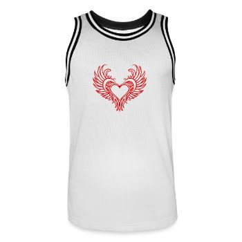 Cœur Ailes Amour - Maillot de basket Homme - blanc/noir - Devant - AI Model Male 185 dark (185cm)