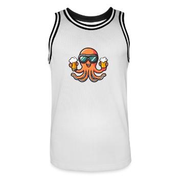 Oktopus Ski Bier - Männer Basketball-Trikot - Weiß/Schwarz - Vorne - AI Model Male 185 dark (185cm)