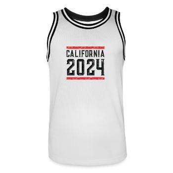 California 2024 - Männer Basketball-Trikot - Weiß/Schwarz - Vorne - AI Model Male 185 dark (185cm)