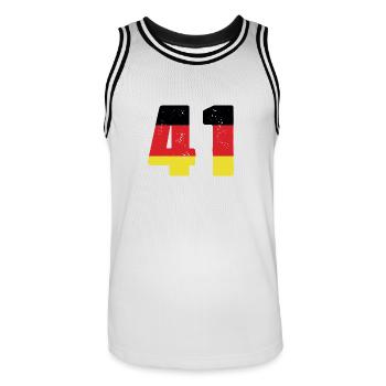 41 Number Jersey Germany - Men's Basketball Jersey - white/black - Front - AI Model Male 185 dark (185cm)