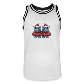 Nilpferd Weihnachten Team - Männer Basketball-Trikot - Weiß/Schwarz - Vorne - AI Model Male 185 dark (185cm)