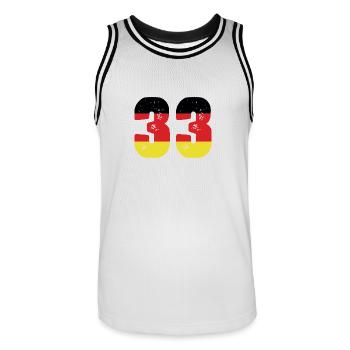 33 Numéro Jersey Allemagne - Maillot de basket Homme - blanc/noir - Devant - AI Model Male 185 dark (185cm)