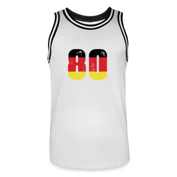 80 Zahl Trikot Deutschland - Männer Basketball-Trikot - Weiß/Schwarz - Vorne - AI Model Male 185 dark (185cm)